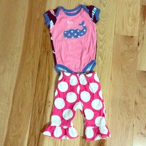 Harley whale onesie and Kelly’s kids pants